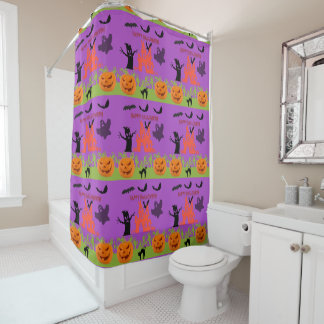Spooky Halloween Purple Twilight Shower Curtain