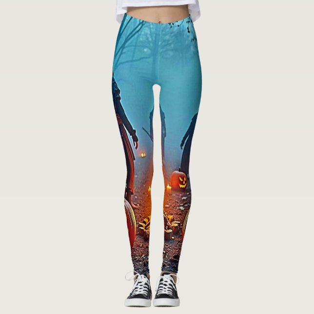 Spooky Halloween Ritual Design Leggings (Front)