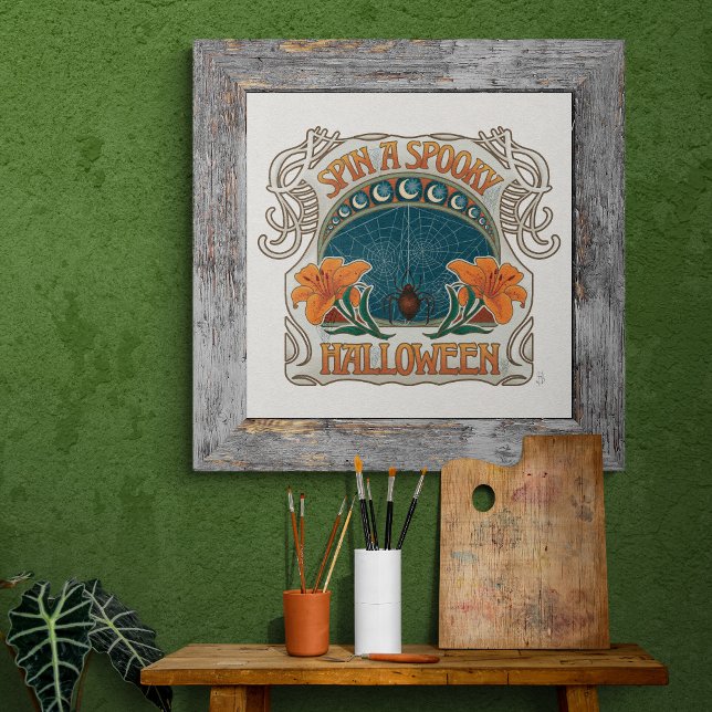 Spooky Halloween Romantic Goth Vintage Style Poster (Spooky Halloween Romantic Gothic Vintage Style Poster - Shown in 24" x 24" size)