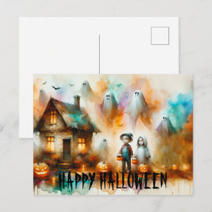 Spooky Halloween Scene Postcard