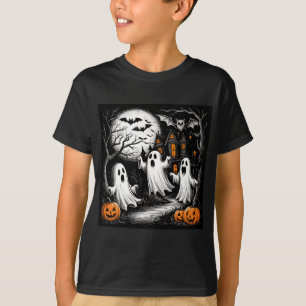Spooky Halloween Scene with Ghosts T-Shirt