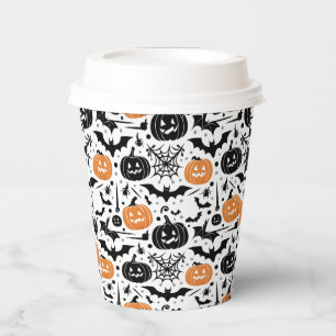 Spooky Halloween Seamless Pattern Paper Cups