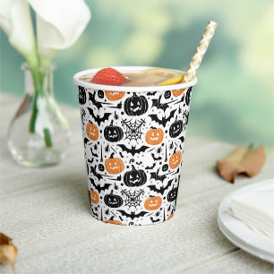 Spooky Halloween Seamless Pattern Paper Cups