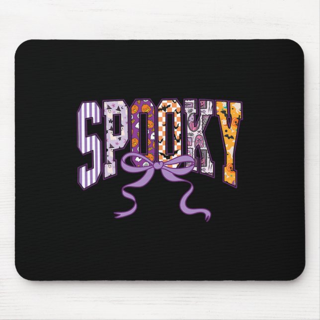 Spooky Halloween Shirt Cute Ghosts Pumpkins Bow Wo Mouse Pad (Front)