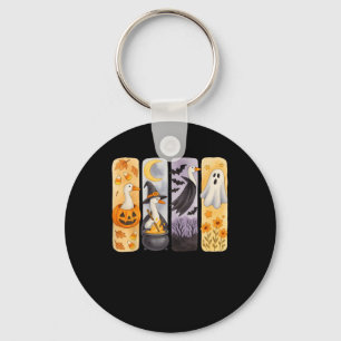Spooky Halloween Silly-goose Pumpkin Ghost Treat O Key Ring