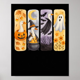 Spooky Halloween Silly-goose Pumpkin Ghost Treat O Poster