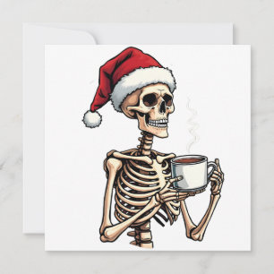 Spooky Halloween Sipping Coffee Christmas Santa  Invitation