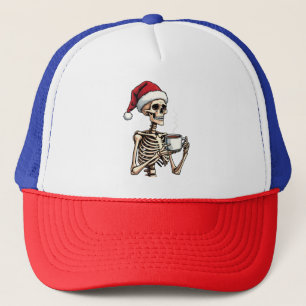 Spooky Halloween Sipping Coffee Christmas Santa  Trucker Hat