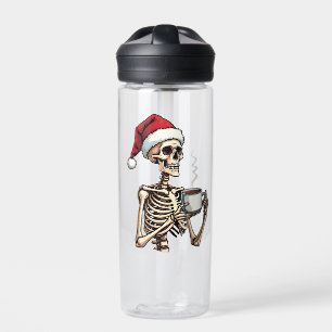 Spooky Halloween Sipping Coffee Christmas Santa Water Bottle
