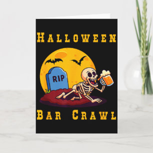 Spooky Halloween Skeleton Bar Hopper Card