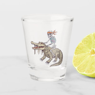 Spooky Halloween Skeleton Crocodile Mummy Shot Glass