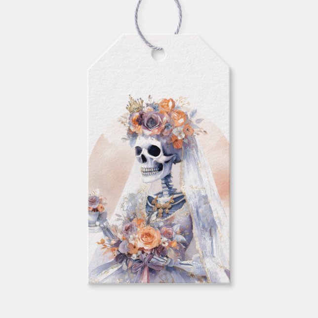 Spooky Halloween Skeleton Gift Tag (Front)