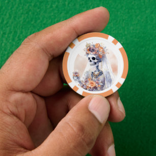 Spooky Halloween Skeleton Poker Chip