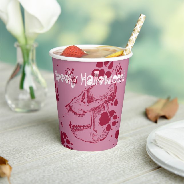 Spooky Halloween Skull Creepy Blood Traces Paper Cups (Insitu)