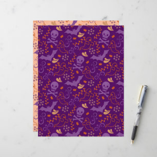 Spooky Halloween Skulls and Ghosts Scrapbook Paper