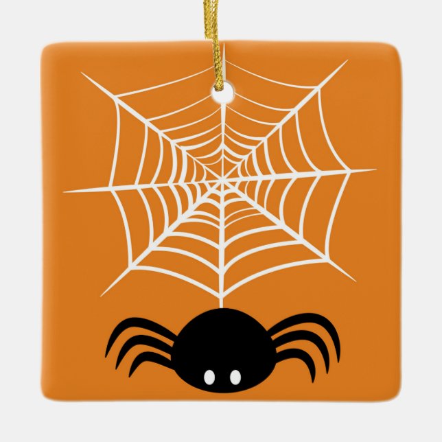 Spooky Halloween Spider Illustration Ceramic Ornament (Front)