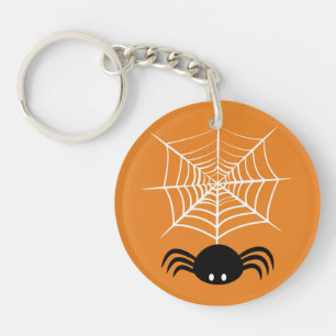 Spooky Halloween Spider Illustration Key Ring