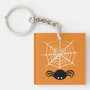 Spooky Halloween Spider Illustration Key Ring