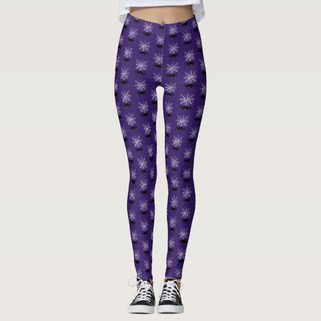 Spooky Halloween Spider Illustration Leggings (Front)