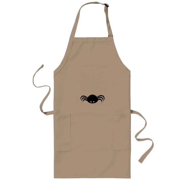 Spooky Halloween Spider Illustration Long Apron (Front)