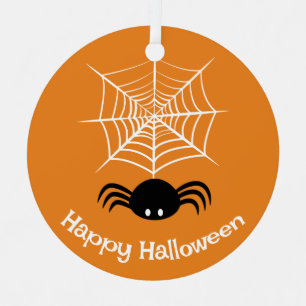 Spooky Halloween Spider Illustration Metal Tree Decoration