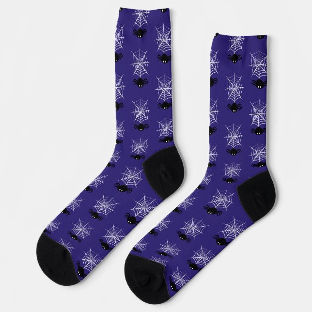 Spooky Halloween Spider Illustration Socks (Left)