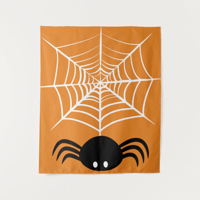 Spooky Halloween Spider Illustration Tapestry (Front)