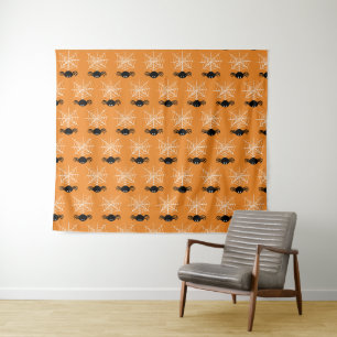 Spooky Halloween Spider Illustration Tapestry