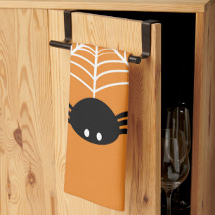 Spooky Halloween Spider Illustration Tea Towel