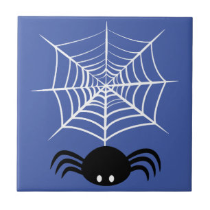 Spooky Halloween Spider Illustration Tile