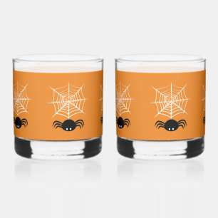Spooky Halloween Spider Illustration Whiskey Glass