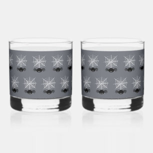 Spooky Halloween Spider Illustration Whiskey Glass