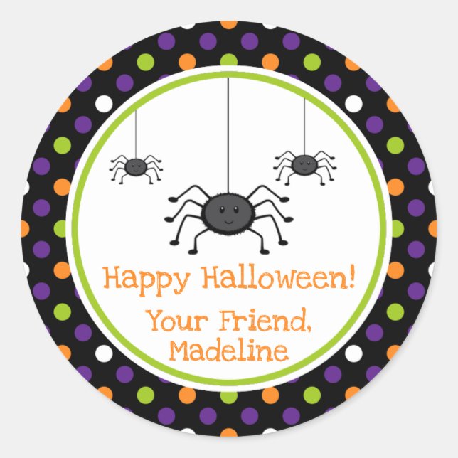 Spooky Halloween Spider | Kids Halloween Sticker (Front)