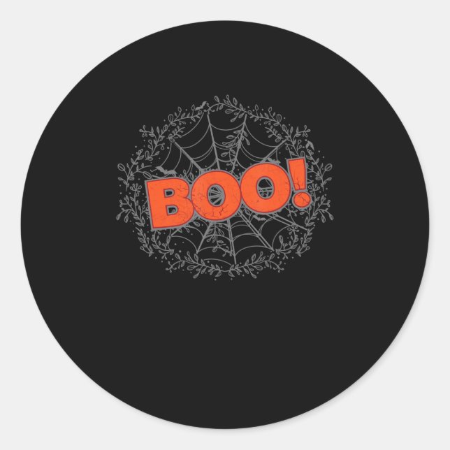 Spooky Halloween Spider Web Boo Gift Idea Classic Round Sticker (Front)