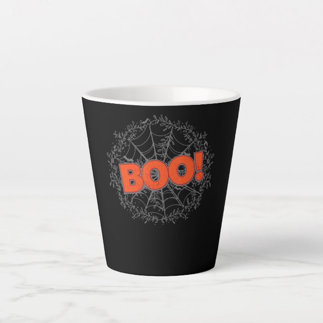 Spooky Halloween Spider Web Boo Gift Idea Latte Mug (Front)