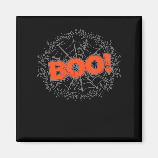 Spooky Halloween Spider Web Boo Gift Idea Magnet (Front)