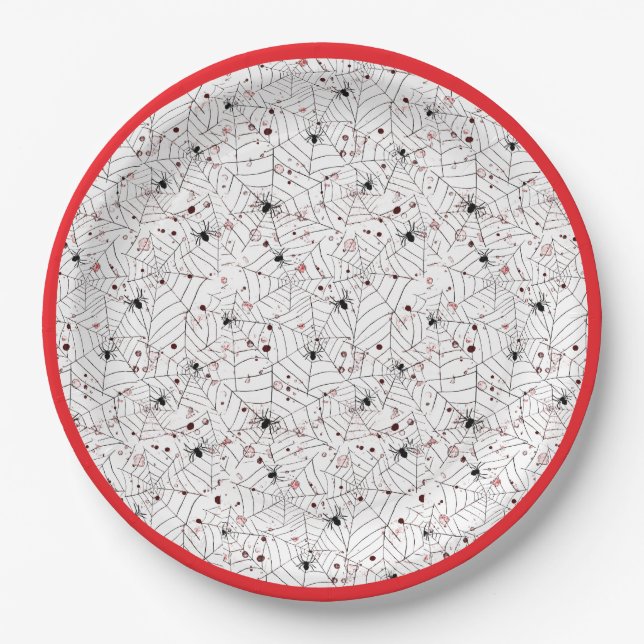 Spooky Halloween Spider Web Paper Plate (Front)