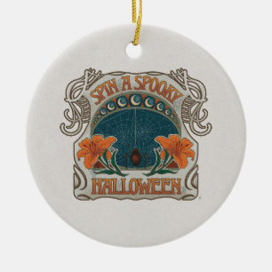 Spooky Halloween Spiders & Lily Victorian Vintage Ceramic Tree Decoration