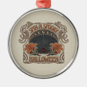 Spooky Halloween Spiders & Lily Victorian Vintage Metal Tree Decoration