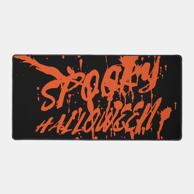 Spooky Halloween Splash Retro Red Orange Horror Desk Mat (Front)