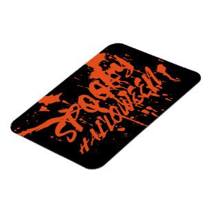 Spooky Halloween Splash Retro Red Orange Horror Magnet
