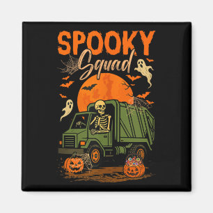 Spooky Halloween Squad Skeleton Driving Garbage Tr Magnet