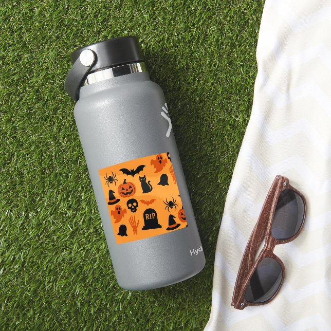 Spooky Halloween Sticker – Black & Orange (HydroFlask Insitu)