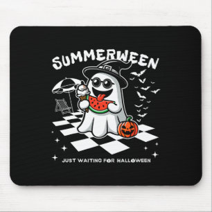 Spooky Halloween Summer Vibes Pumpkin Ghost Tee Mouse Pad
