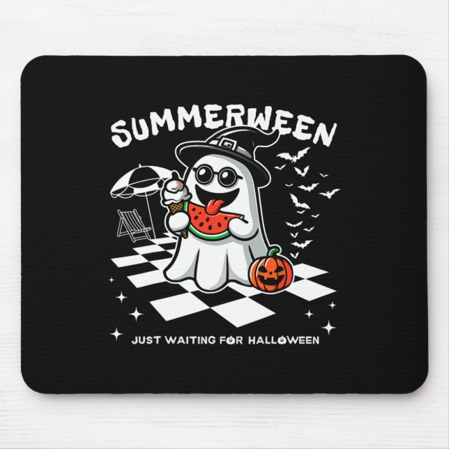 Spooky Halloween Summer Vibes Pumpkin Ghost Tee  Mouse Pad (Front)