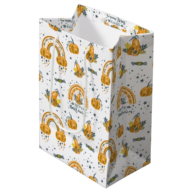 Spooky Halloween symbols pattern Medium Gift Bag (Front Angled)