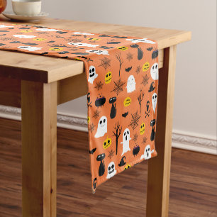 Spooky Halloween symbols seamless pattern Long Table Runner