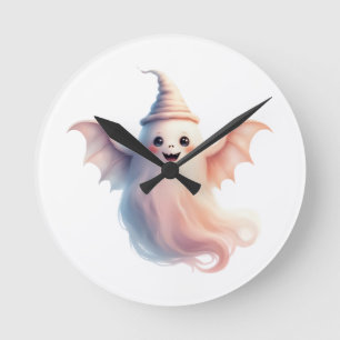 Spooky Halloween T-Shirt – Funny Ghost Round Clock