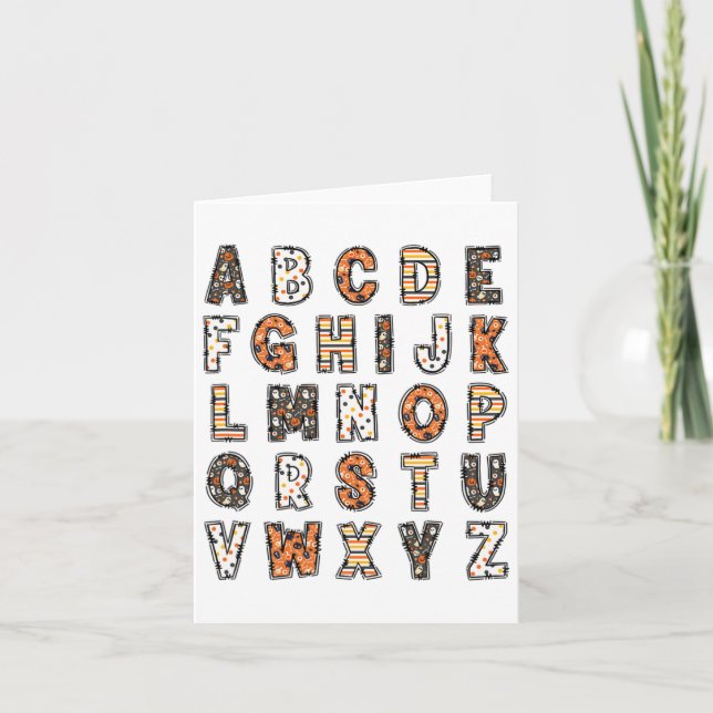Spooky Halloween Teacher Alphabet  Card (Front)