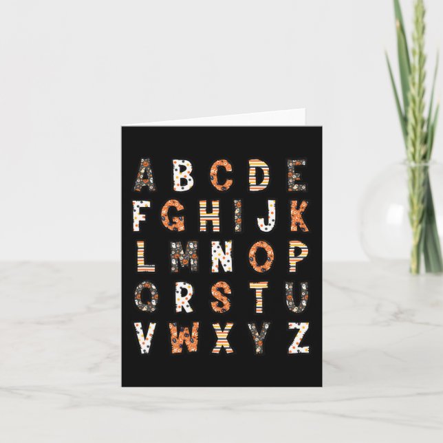 Spooky Halloween Teacher Alphabet  Card (Front)